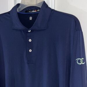 Ralph Lauren RLX Old Chatham golf club polo shirt-XL Long Sleeve Navy Blue Swept